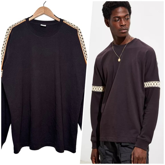 Urban Outfitters | Men | Dark Brown Drop Shoulder Ribbed LS Tee | Size Large - Picture 1 of 12